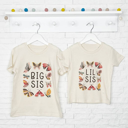 Butterfly Big Sis Lil Sis Natural T Shirt Set - Clothing & Accessories - The Present King