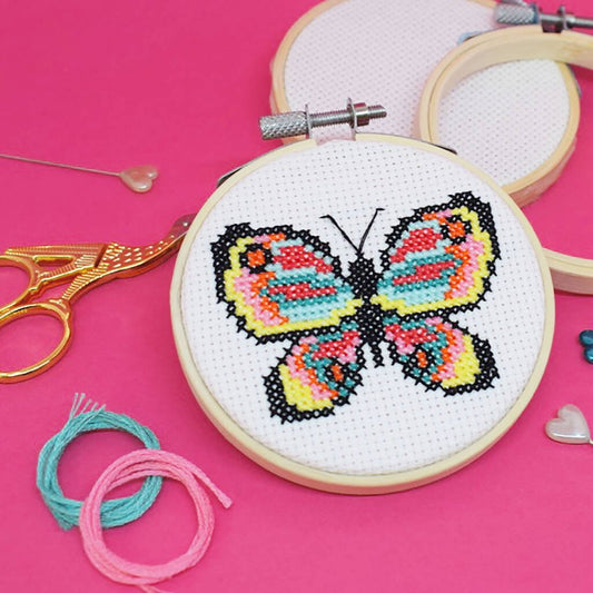 Butterfly Mini Cross Stitch Kit, Multi - Coloured - Toys & Games - The Present King