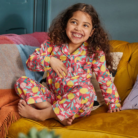 Button Up Pyjamas In Organic Cotton, Blue/Pink/Turquoise - Clothing & Accessories > Clothing > Baby & Toddler Clothing > Baby & Toddler Sleepwear - The Present King