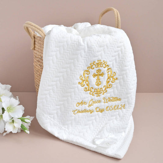 Cable Knit Personalised Christening Blanket, Cream - Baby & Toddler > Baby Transport > Baby Carriers - The Present King