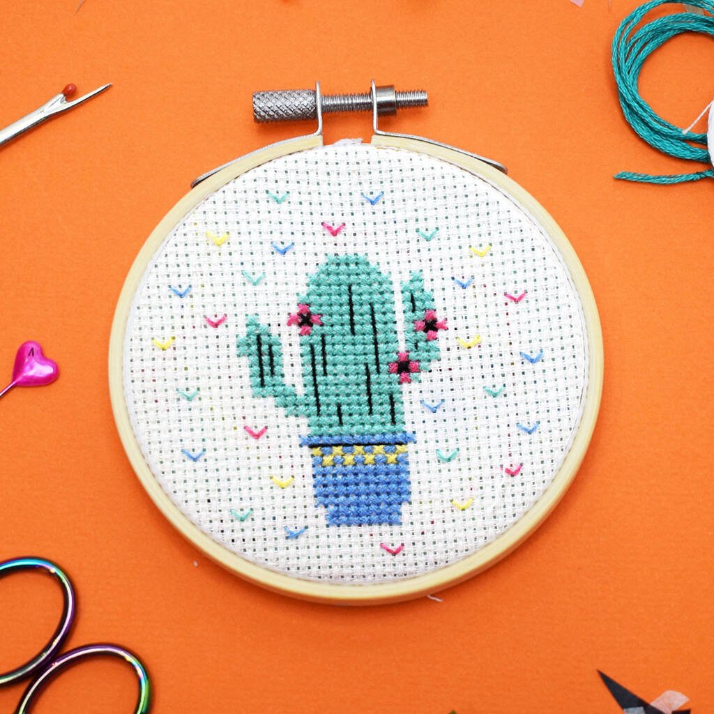 Cactus Mini Cross Stitch Craft Kit, Green - Toys & Games - The Present King