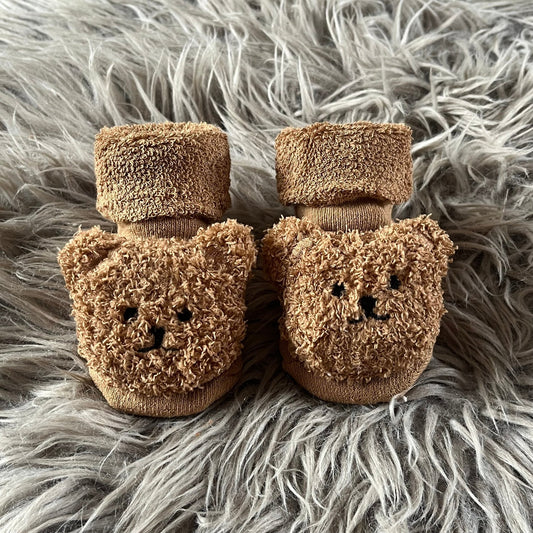 Camel Teddy Bear Baby Socks, Brown/Gold - Clothing & Accessories > Clothing > Baby & Toddler Clothing > Baby & Toddler Socks & Tights - The Present King