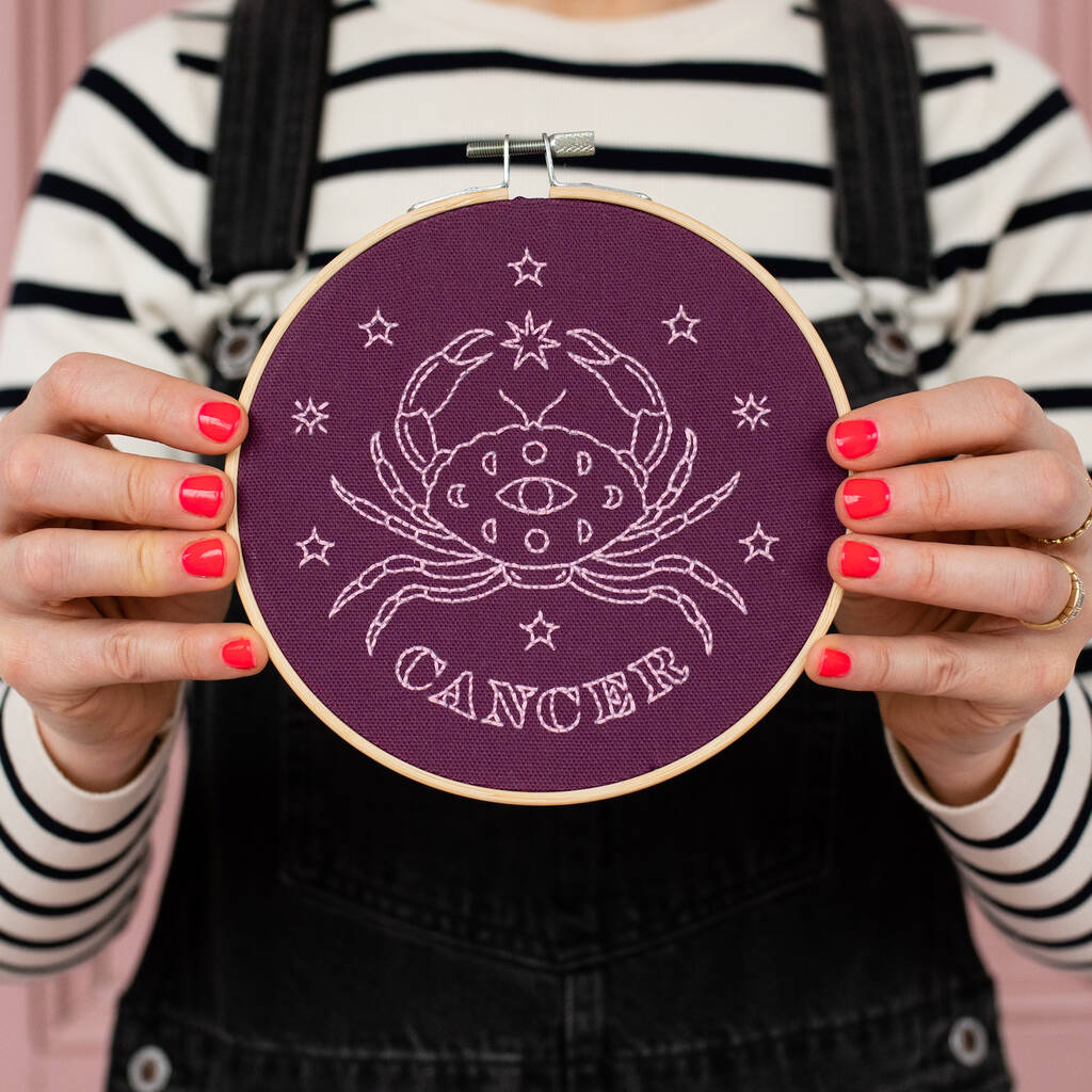 Cancer Zodiac Embroidery Hoop Kit, Purple - Toys & Games - The Present King