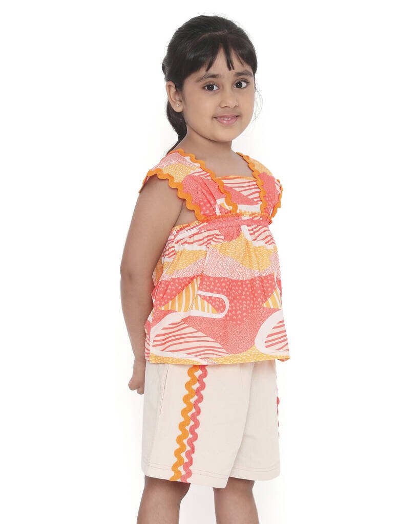 Candy Escape Printed Sleeveless Cotton Flare Top, Pink And Yellow, Pink - Clothing & Accessories - The Present King