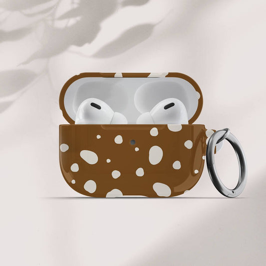 Caramel Spots Air Pods Case With Keychain, Brown - Electronics - The Present King