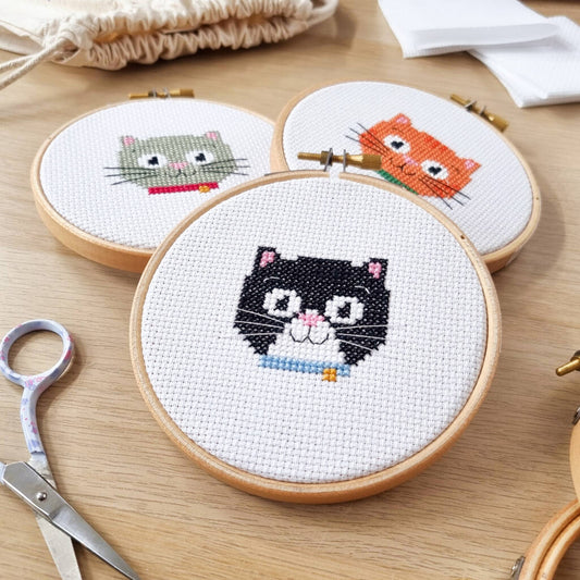 Cat Lover Cross Stitch Kit, Black/Grey/Orange - Toys & Games - The Present King