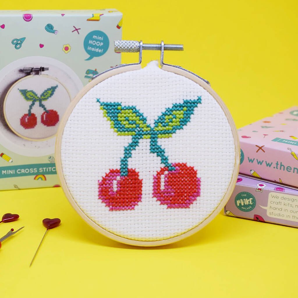 Cherry Bomb Mini Cross Stitch Kit, Multi - Coloured - Toys & Games - The Present King