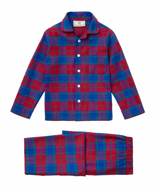 Children's 'Bordeaux' Tartan Brushed Cotton Pyjama Set, Blue - Clothing & Accessories - The Present King