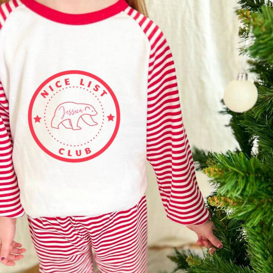 Children's Nice List Pyjamas, Red/White - Clothing & Accessories - The Present King