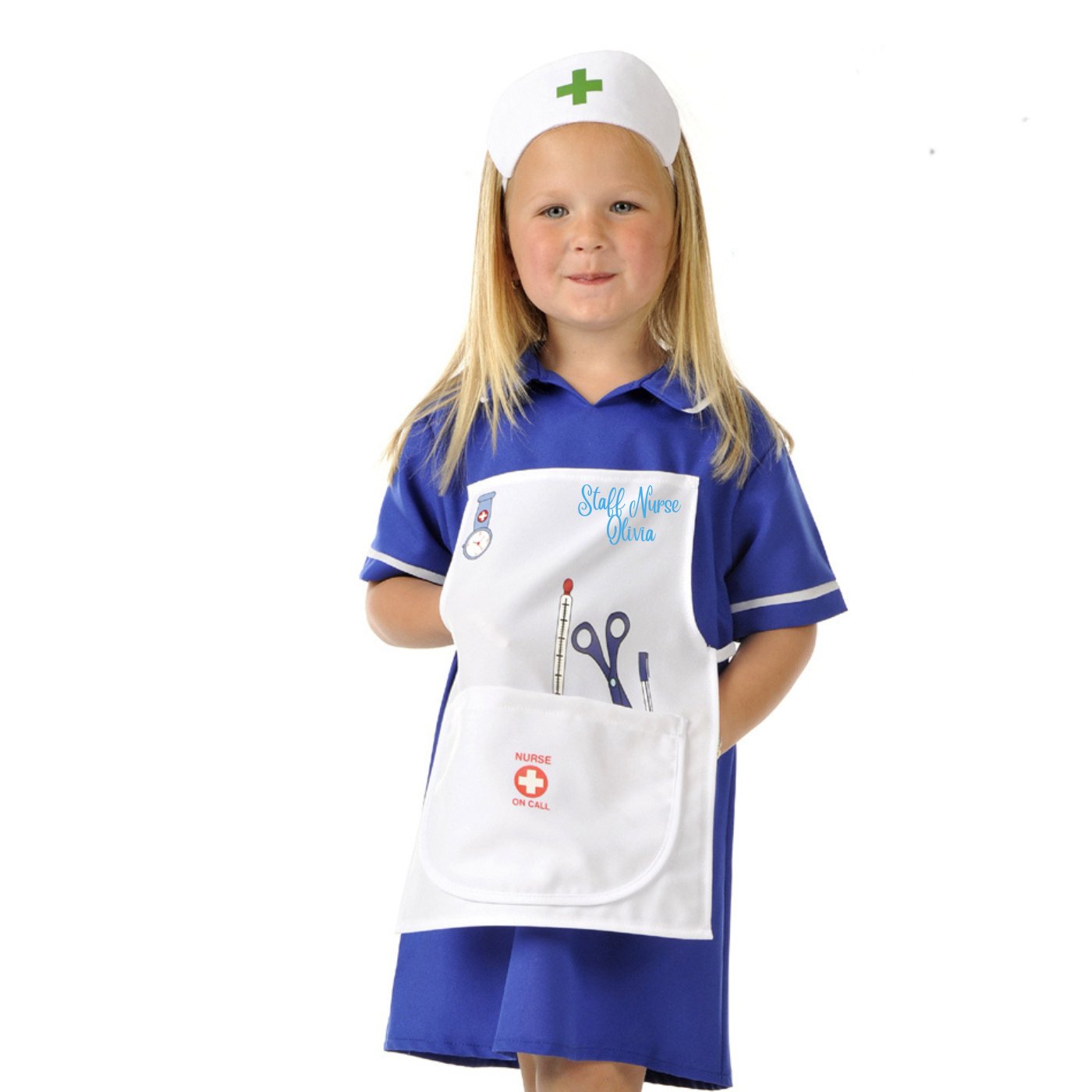 Children's Nurse Costume / Can Be Personalised, Blue - Toys & Games > Pretend Professions & Role Playing - The Present King