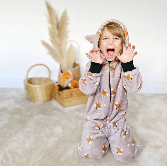 Children's Onesie Unisex Mink Fox Print Kids, Beige - Clothing & Accessories - The Present King