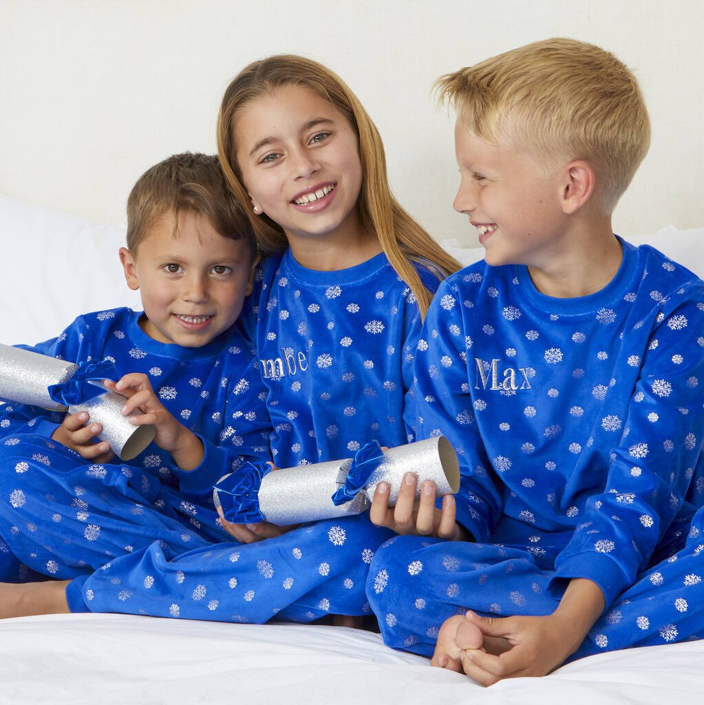 Children's Personalised Christmas Snowflake Pyjamas, Blue - Clothing & Accessories - The Present King