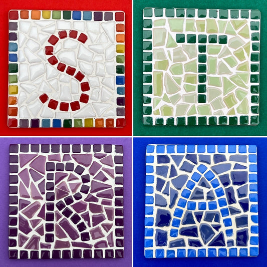 Childrens Personalised Mosaic Coaster Craft Kit, Multi - Coloured - Toys & Games - The Present King