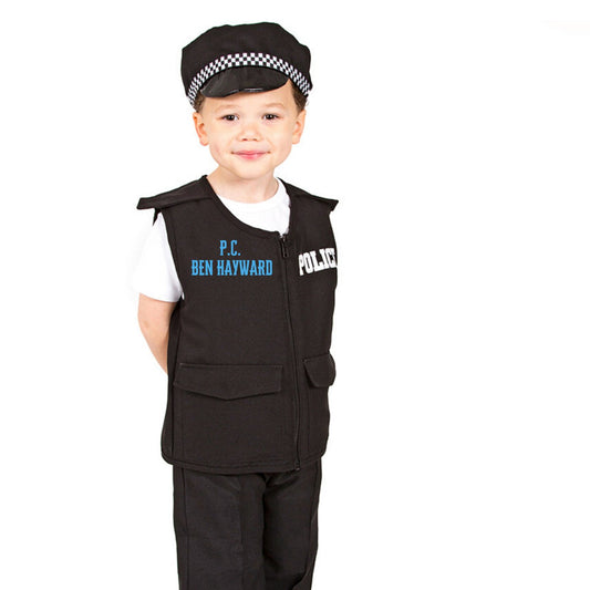 Children's Police Officer Costume Personalised, Black - Toys & Games > Toys > Dress Up & Pretend Play > Costumes - The Present King