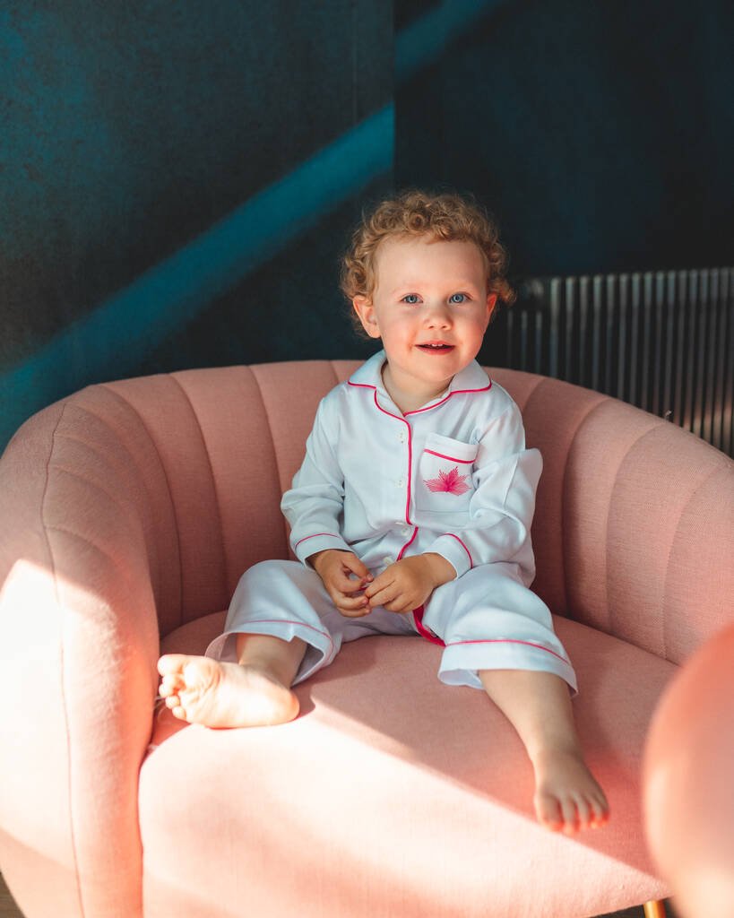 Children's Sen Pink Pyjama Set, White - Clothing & Accessories > Clothing > Sleepwear & Loungewear > Pyjamas - The Present King