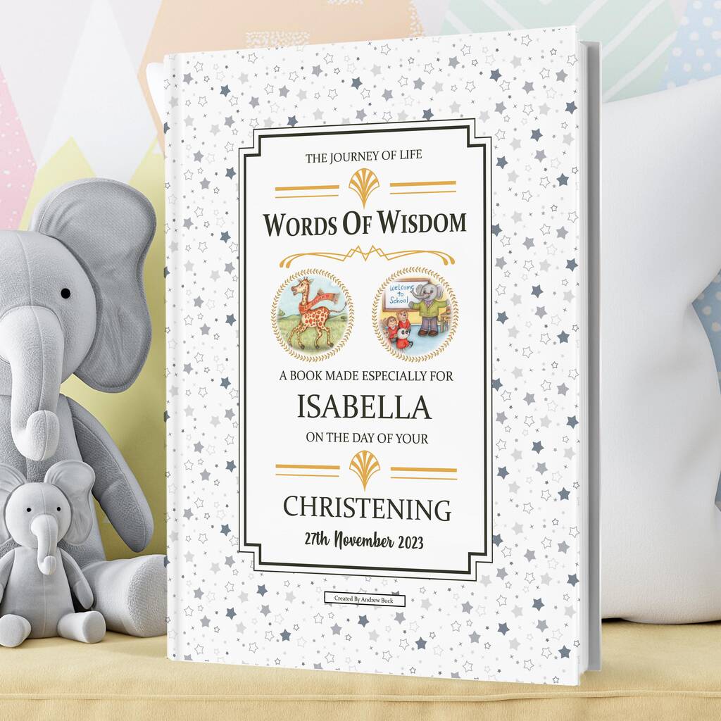 Christening Gift Book Personalised Words Of Wisdom - Toys & Games > Educational - The Present King