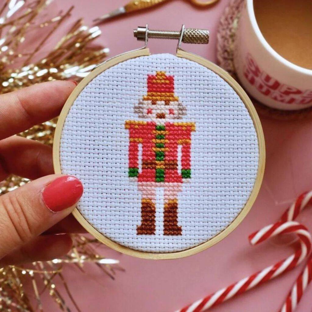 Christmas Nutcracker Mini Cross Stitch Kit, Pink - Toys & Games - The Present King