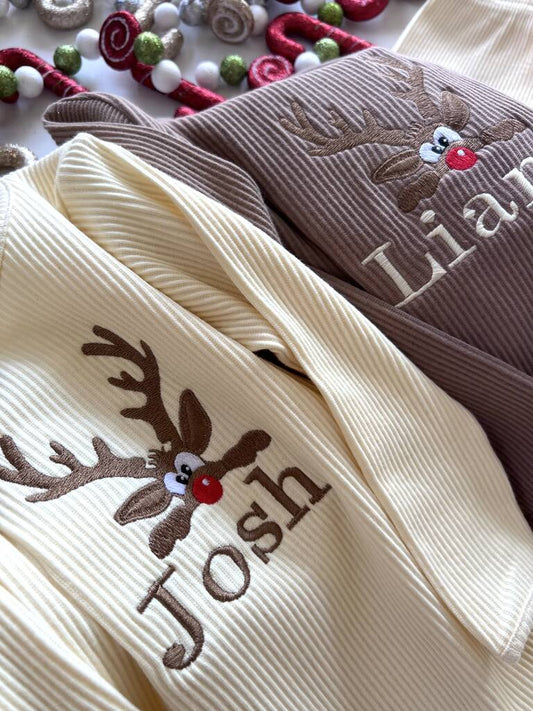 Christmas Personalised Reindeer Lounge Set Baby Toddler - Clothing & Accessories - The Present King