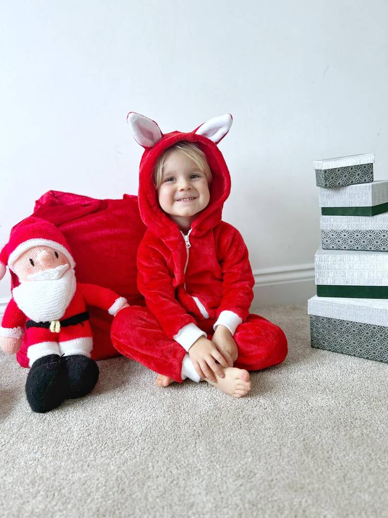 Christmas Red Fox Super Soft Fleece Onesie, Red - Clothing & Accessories - The Present King