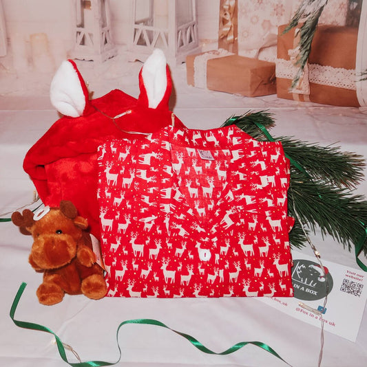 Christmas Red Onesie, Reindeer Pyjama And Teddy Gift Box / Christmas Eve Box, Red - Clothing & Accessories - The Present King