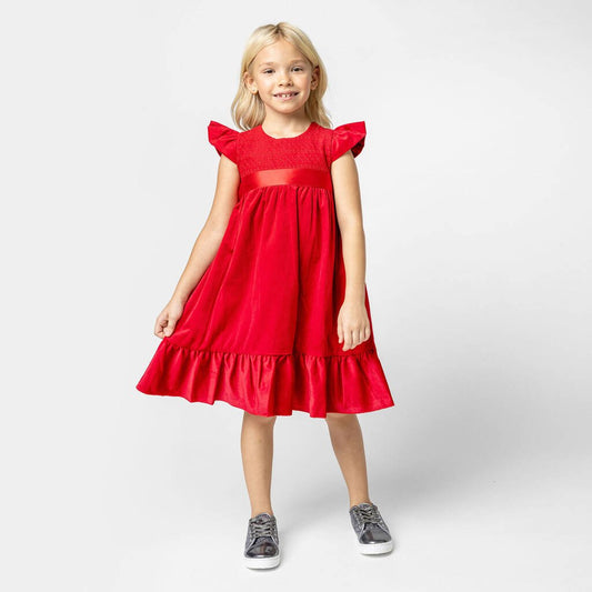 Christmas Red Velvet Luxury Smocked Girls Dress, Red - Clothing & Accessories - The Present King