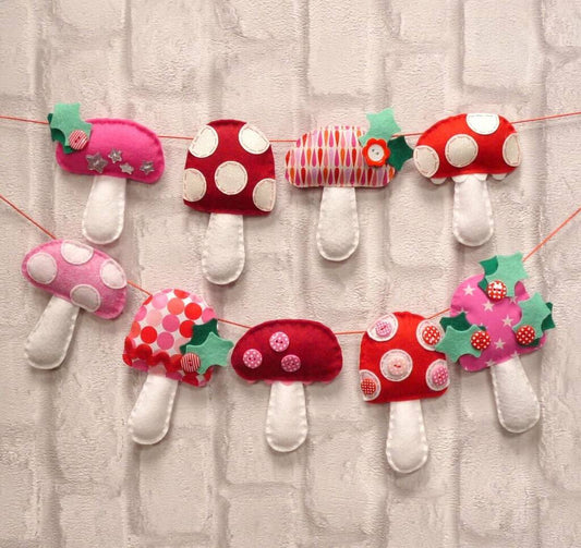 Christmas Toadstool Garland Sewing Kit, Pink/Red - Toys & Games - The Present King