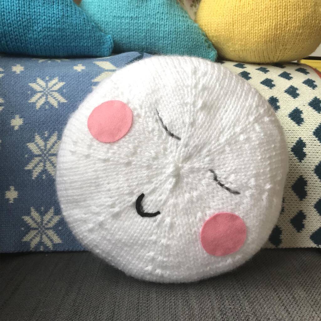 Chunky Sleepy Moon Cushion Knitting Pattern, White - Toys & Games - The Present King