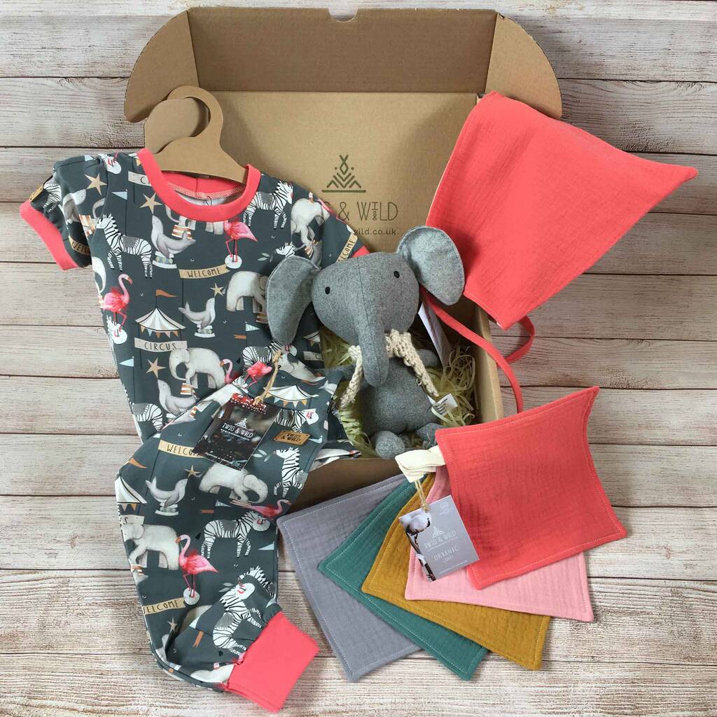 Circus Baby Gift Hamper, 18 To 24 Months, Handmade, Grey/Pink/White - Baby & Toddler Clothing - The Present King