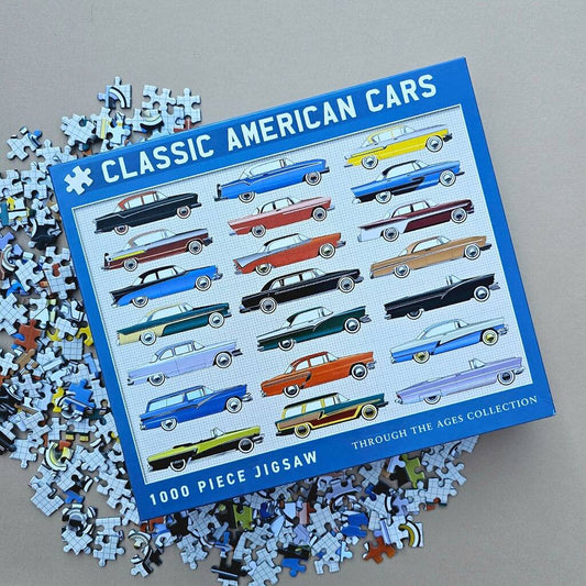 Classic American Cars 1000 Piece Jigsaw, Blue - Toys & Games - The Present King