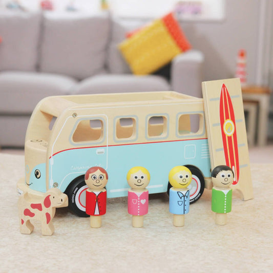 Classic Iconic Camper Van Wooden Toy, Blue - Toys & Games - The Present King