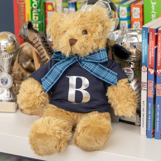 Classic Teddy Bear With Initial Shirt, Blue - Toys & Games > Stuffed Animals & Cuddly Toys - The Present King