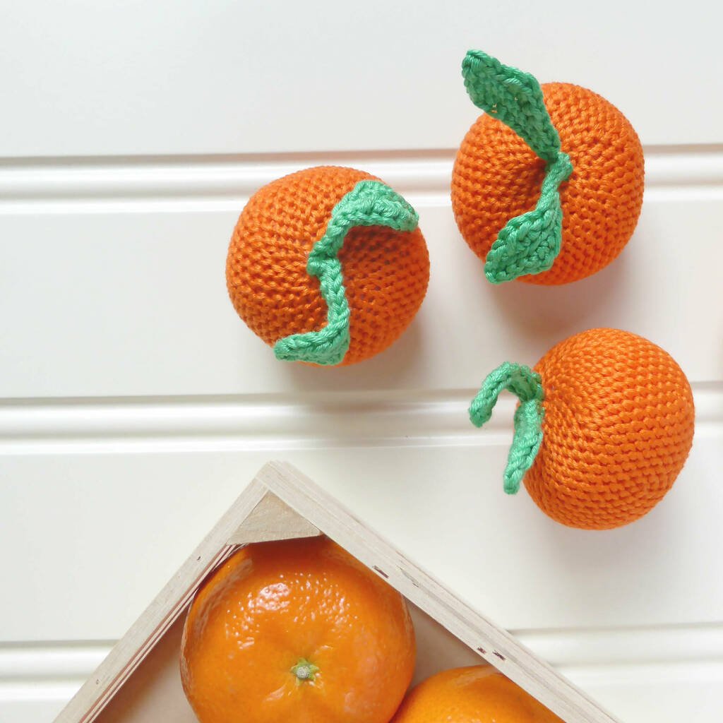 Clementine Orange Fruit Crochet Cotton Soft Toy, Orange - Toys & Games - The Present King