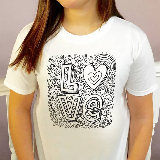 Colour In Childrens Love T Shirt - Clothing & Accessories - The Present King