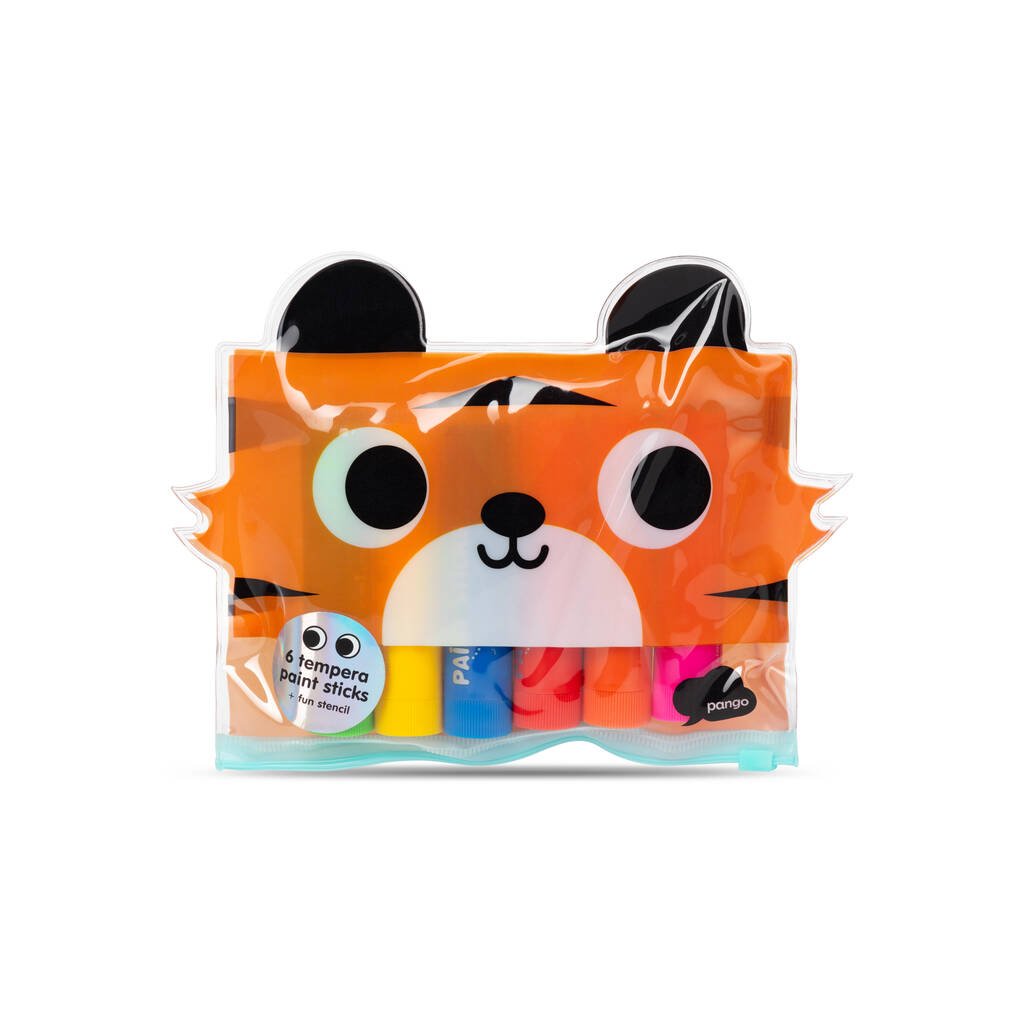 Colour Paint Sticks In Tiger Pencil Case - Stationery, Orange - Toys & Games - The Present King