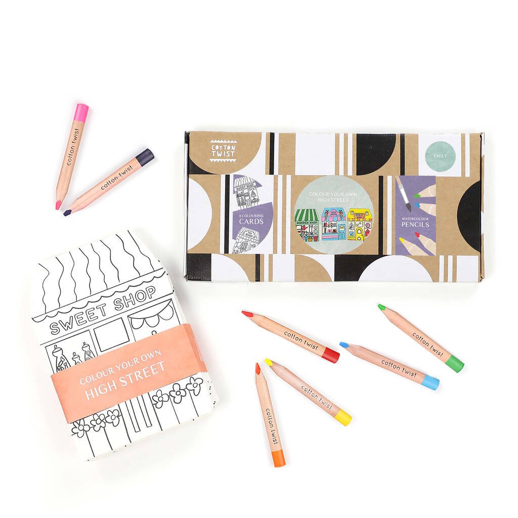 Colour Your Own High Street With Watercolour Pencils, White - Toys & Games - The Present King