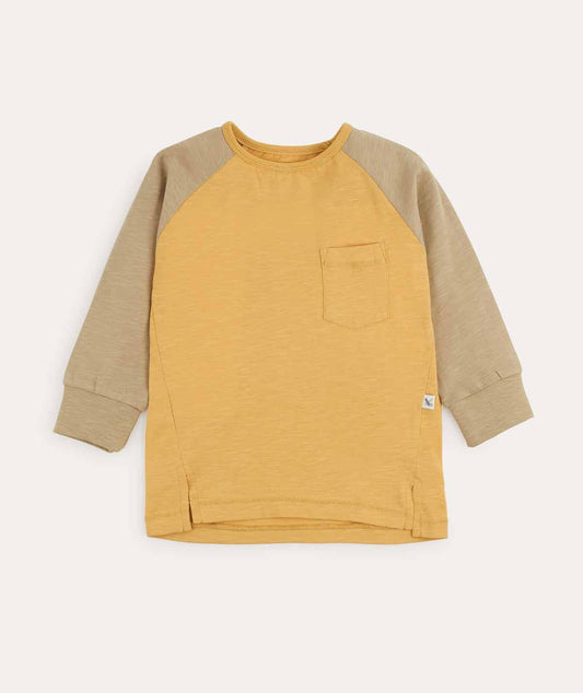 Colourblock Slub Long Sleeve Top - Straw - Clothing & Accessories - The Present King