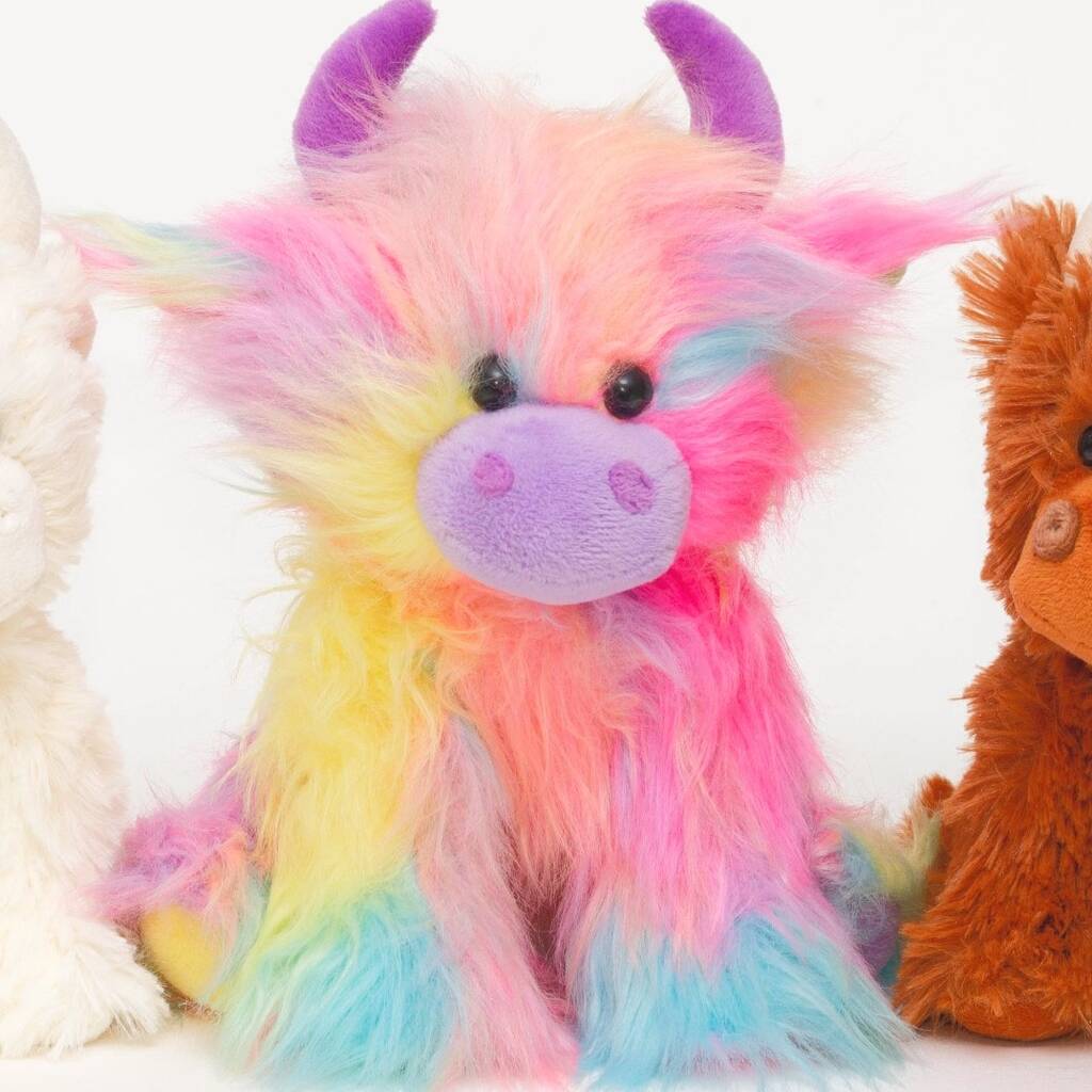 Colourful Highland Cow Soft Toy, Multi - Coloured - Toys & Games - The Present King