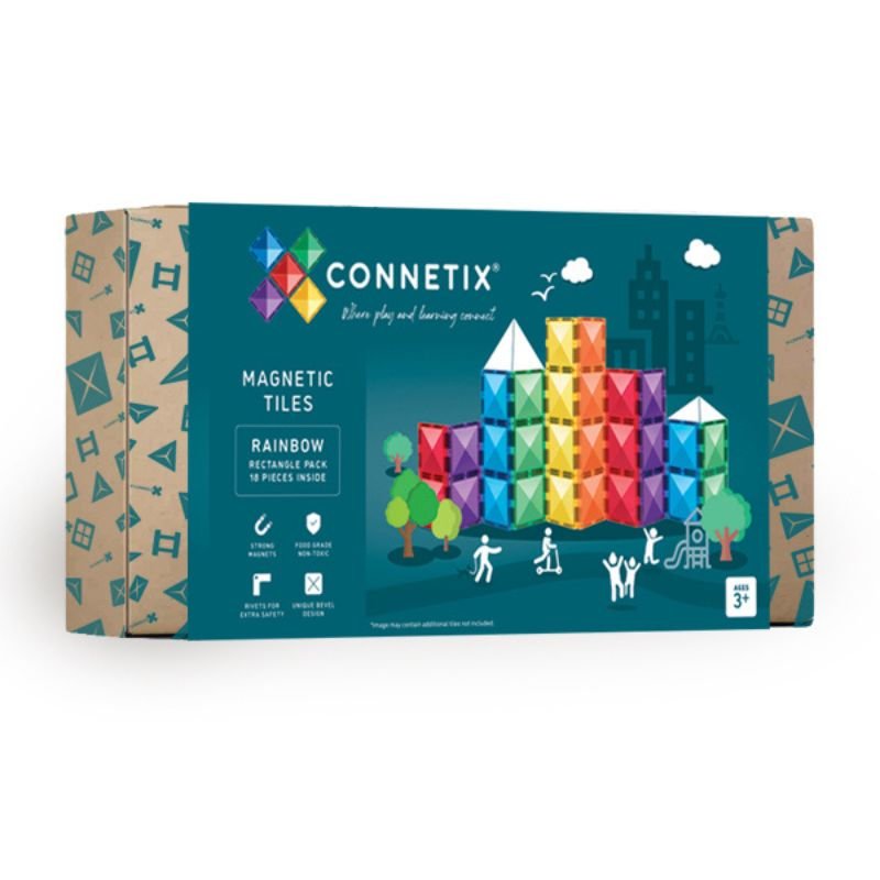 Connetix Tiles - 18 Piece Rainbow Rectangle Pack - Toys & Games - The Present King