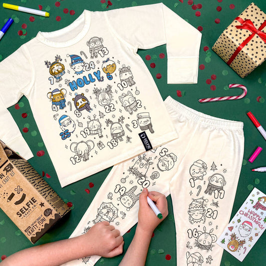 Countdown To Christmas Colour In Pyjama Craft Kit, Cream/Ivory/Natural - Toys & Games - The Present King