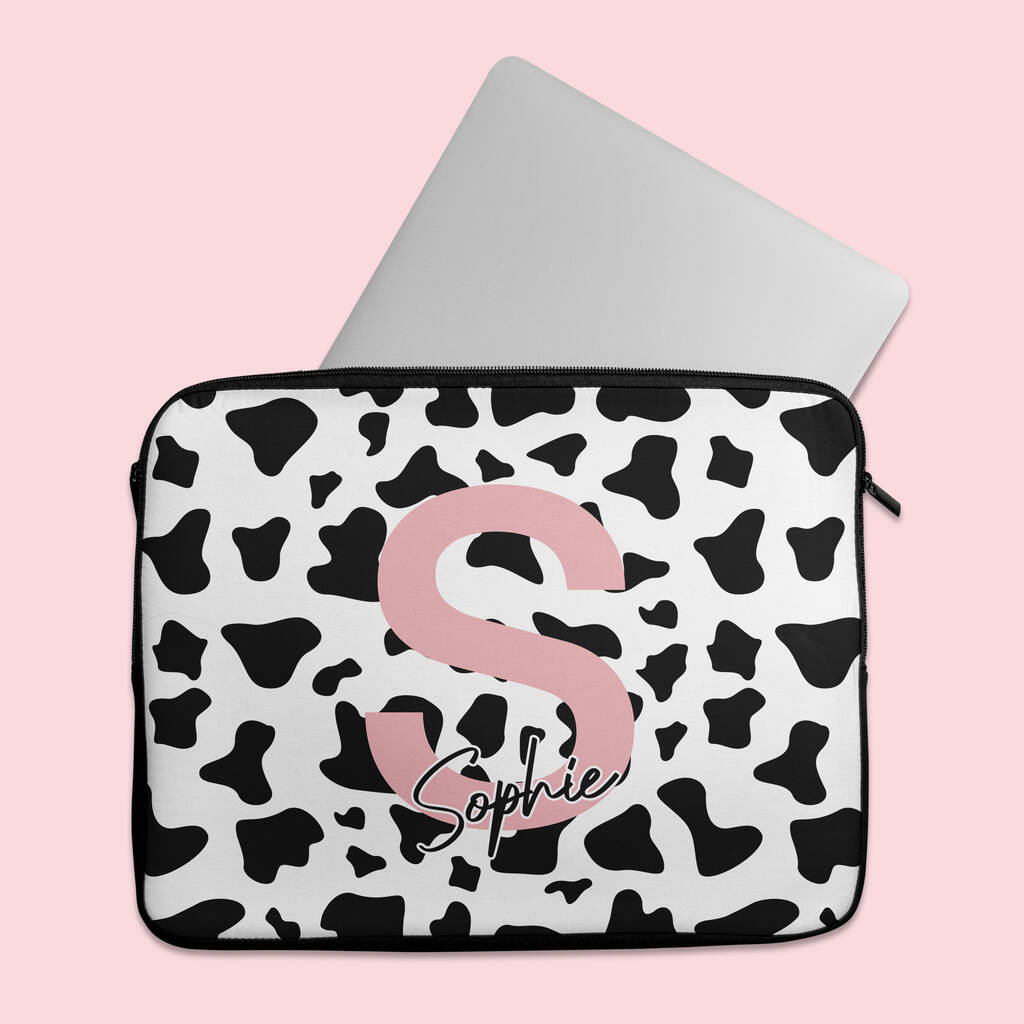 Cow Print Name Laptop Sleeve - Luggage & Bags - The Present King