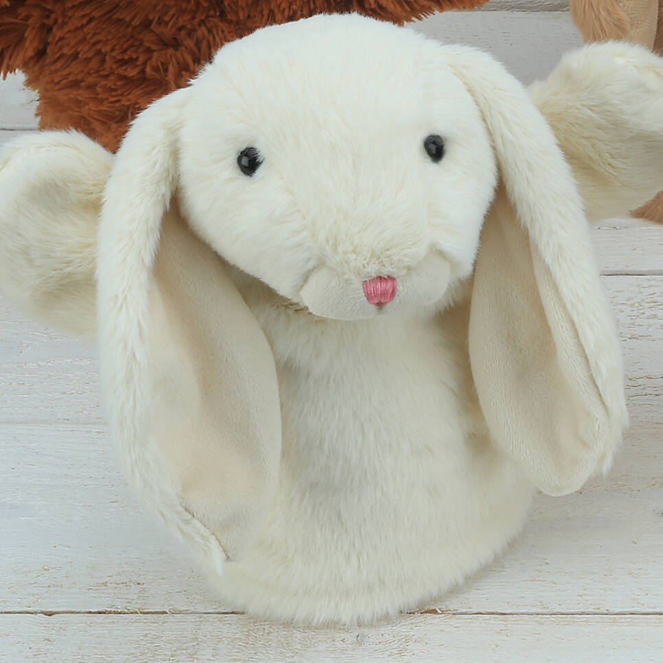 Cream Bunny Hand Puppet, Cream - Toys & Games - The Present King