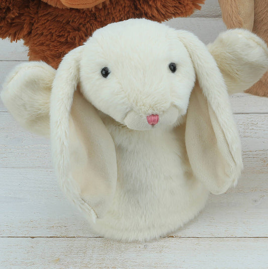 Cream Bunny Plush Hand Puppet, Cream - Toys & Games - The Present King