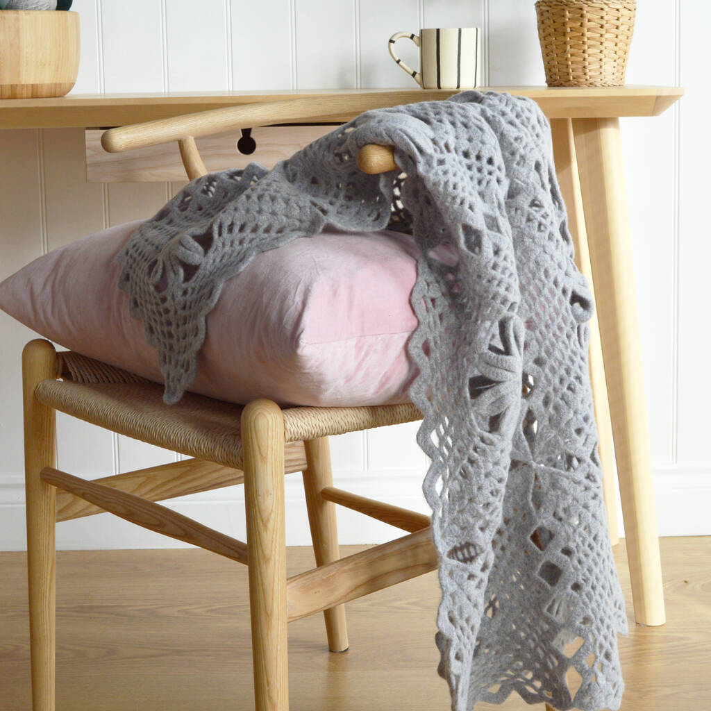 Crochet Lace Blanket Kit, Grey - Toys & Games - The Present King