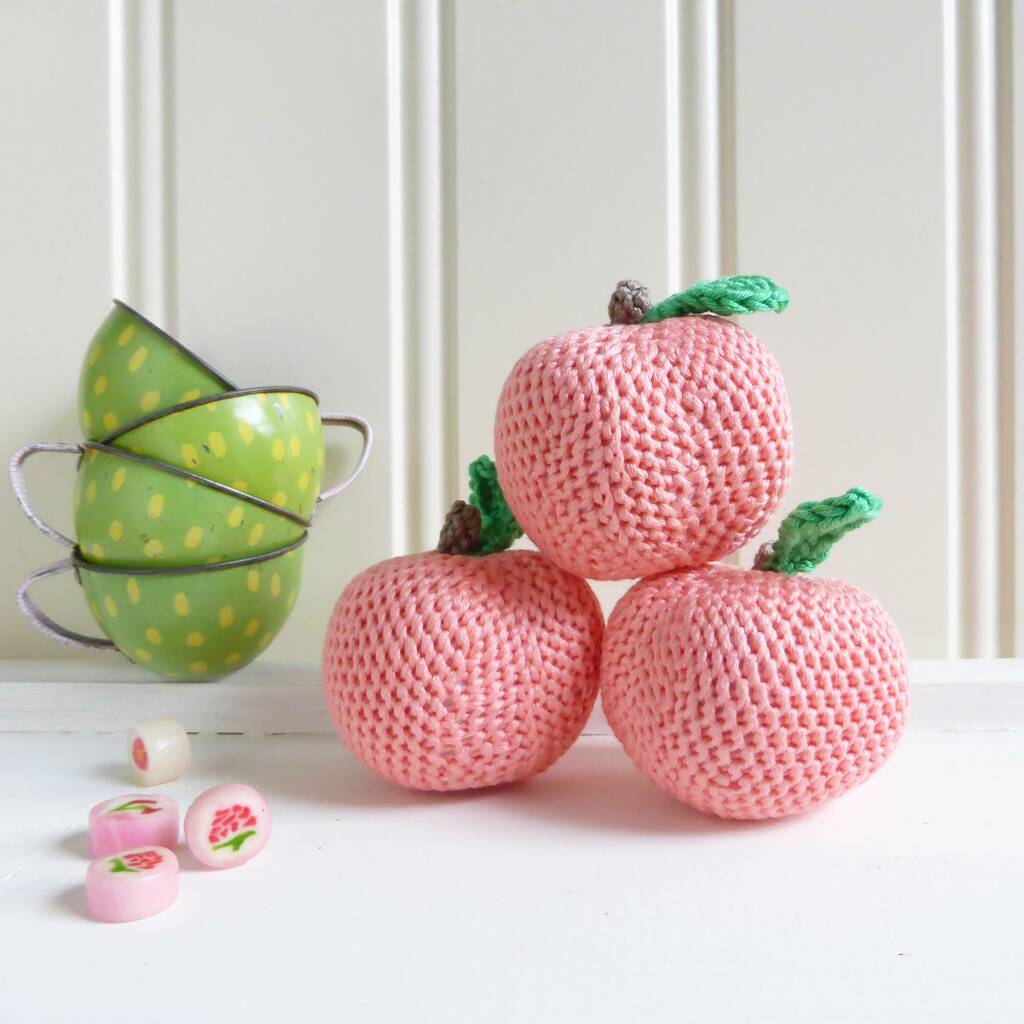 Crocheted Peach Fruit Play Food, Pink - Toys & Games > Play Food - The Present King