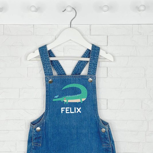 Crocodile Personalised Baby/Kids Denim Dungarees - Clothing & Accessories > Clothing > Baby & Toddler Clothing > Baby & Toddler Bottoms > Dungarees - The Present King