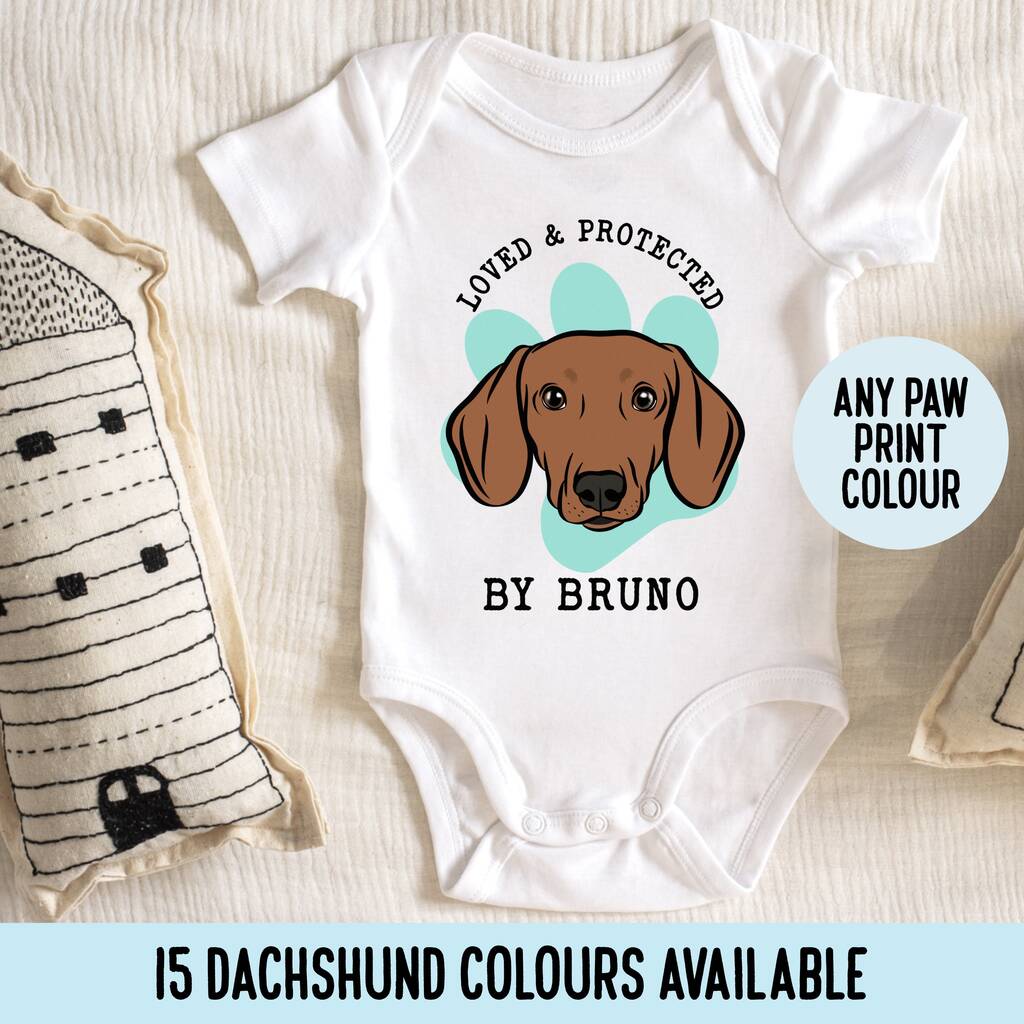 Dachshund Baby Onesie, White - Clothing & Accessories - The Present King