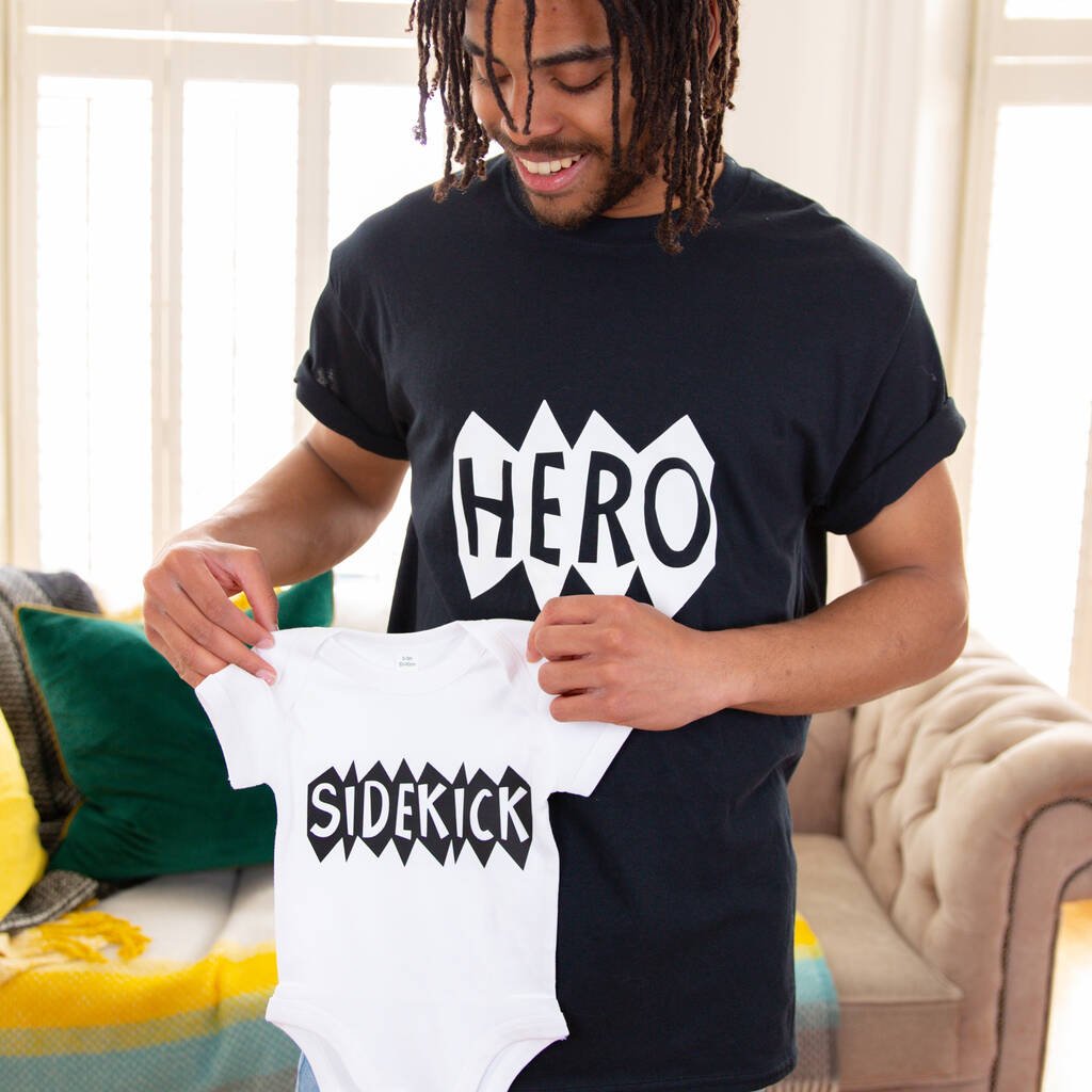 Daddy And Me Hero Sidekick Tshirt And Babygrow Set, Black - Clothing & Accessories - The Present King