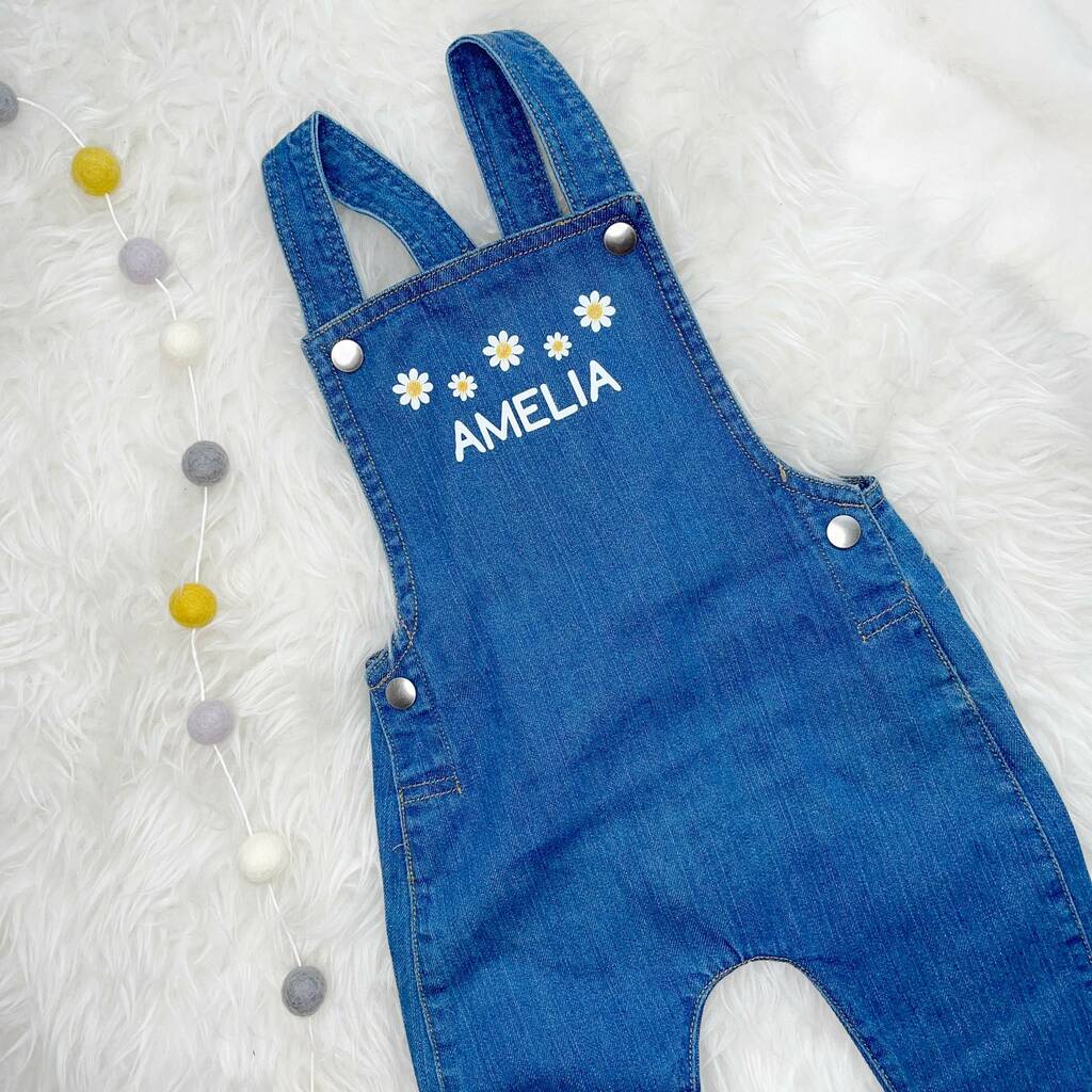 Daisy Personalised Denim Dungaree For Girls - Clothing & Accessories - The Present King