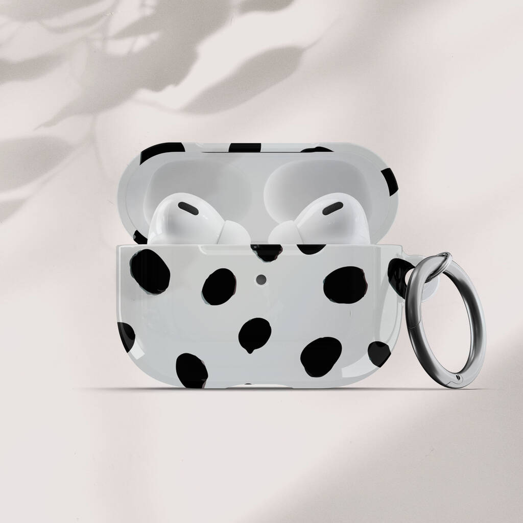 Dalmatian Air Pod Case Whith Keychain, White - Electronics > Audio > Audio Accessories > Headphone & Headset Accessories - The Present King