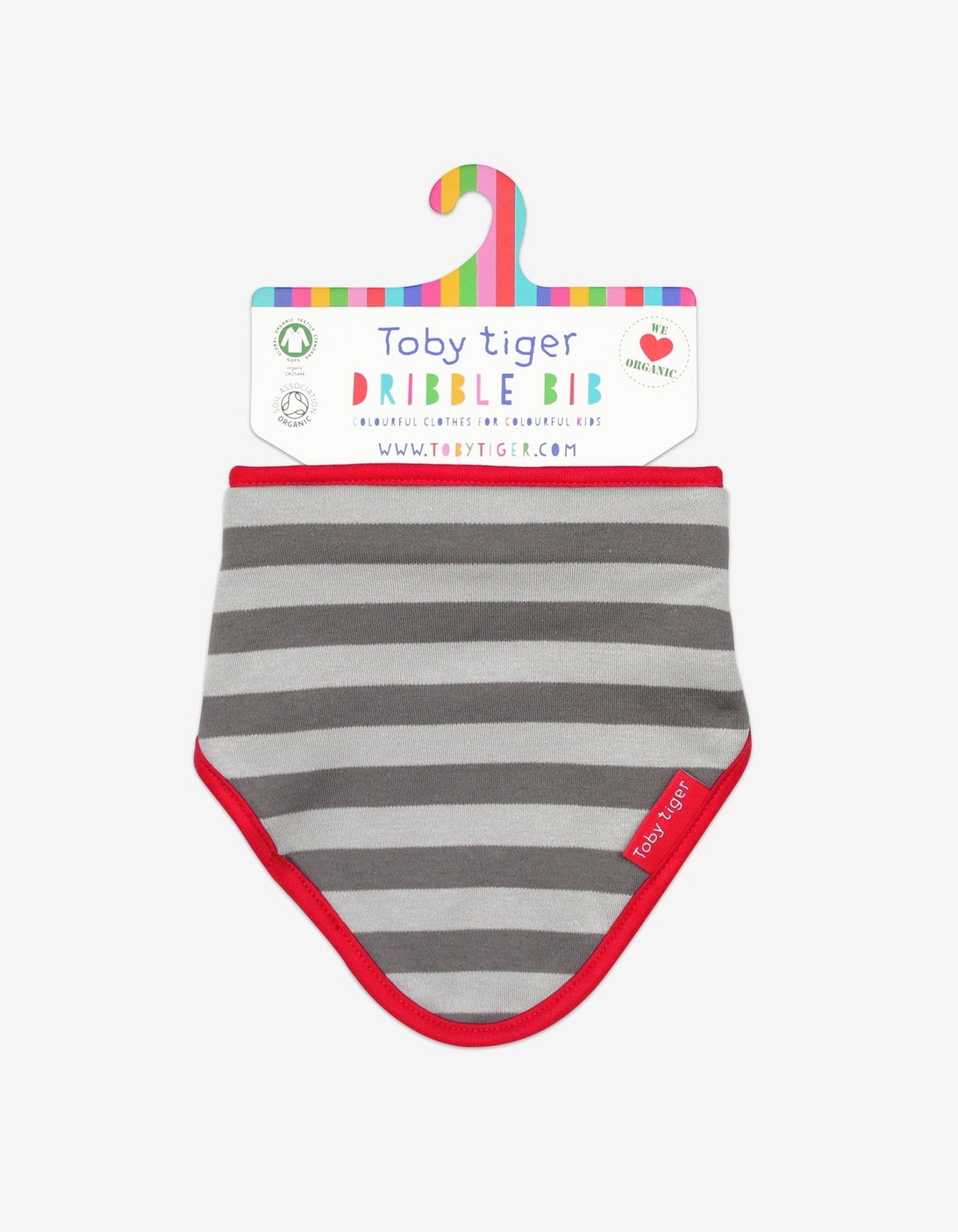 Organic Grey Stripe Dribble Bib